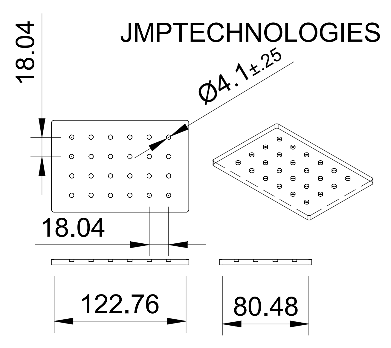 Fusion 360 engineering drawing of a magnetic bed separator with dimensions